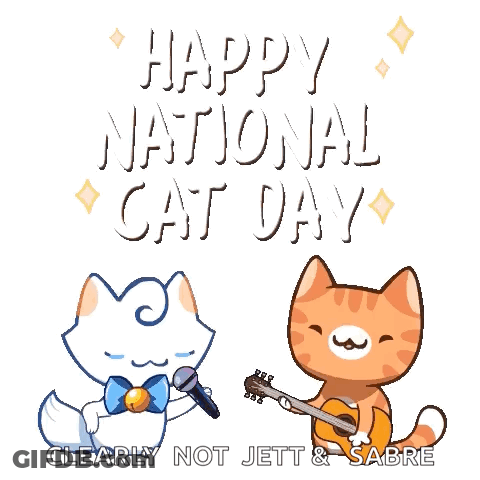 Cat Singing Into Microphone Next To Guitar GIF