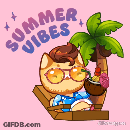 Cat Sitting In Chair Summer Vibes GIF