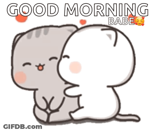 Cat Sitting In Cup Saying Love U Good Morning GIF