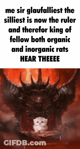 Cat Sitting In Front Of Demon Saying Me Sir Glaufalliest GIF