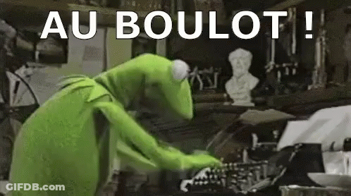 Cat Sitting In Front Of Laptop Saying J'y Travail GIF