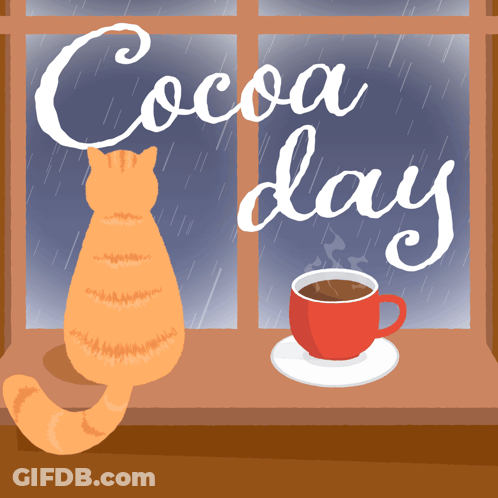 Cat Sitting Next To Hot Chocolate GIF