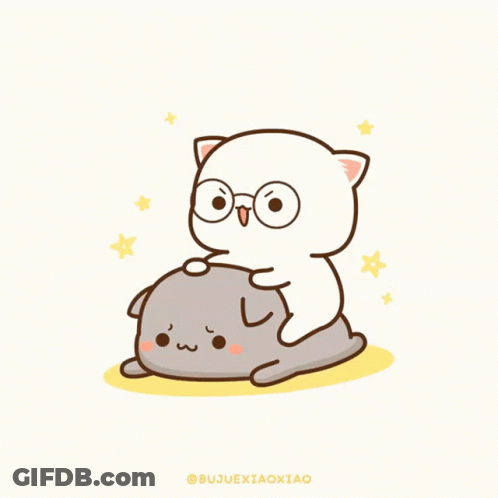 Cat Sitting On Another Cat GIF