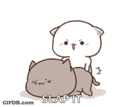Cat Sitting On Cat Saying Slap It GIF