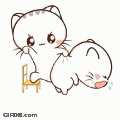 Cat Sitting On Chair Next To Crying Cat GIF