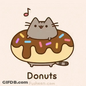 Cat Sitting On Chocolate Donut GIF