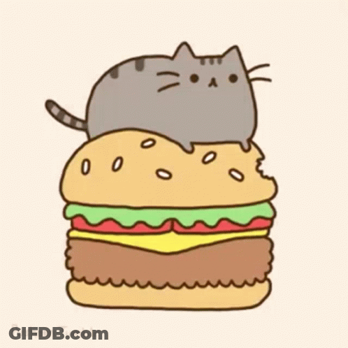 Cat Sitting On Hamburger GIF
