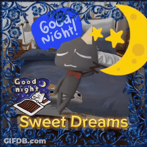 Cat Sleeping On Bed Good Night GIF