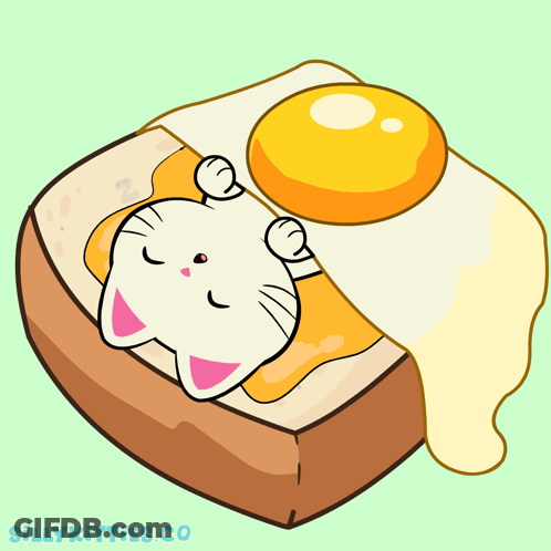 Cat Sleeping On Toast With Egg GIF