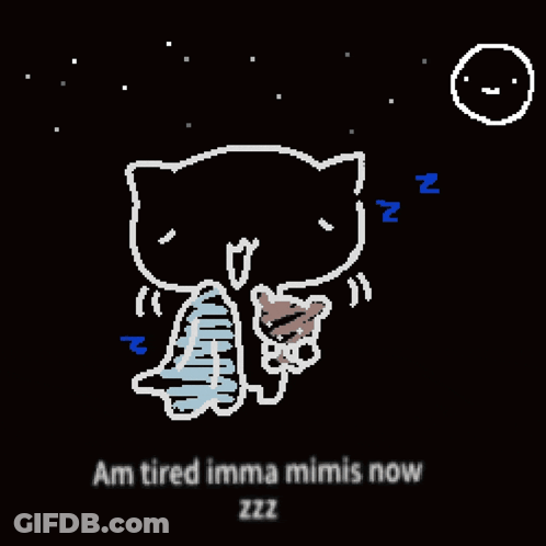 Cat Sleeping Saying Am Tired Imma Mimis Now Zzz GIF