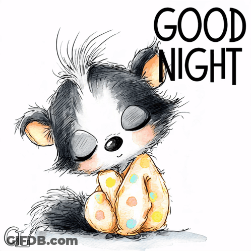 Cat Sleeping With Good Night Text GIF