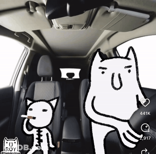 Cat Smoking Cigarette Next To Skeleton GIF