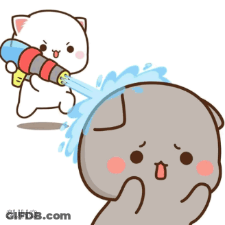 Cat Spraying Water On Another Cat GIF