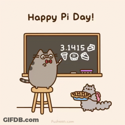 Cat Standing At Blackboard Saying Happy Pi Day GIF