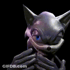 Cat Statue Covering Mouth GIF