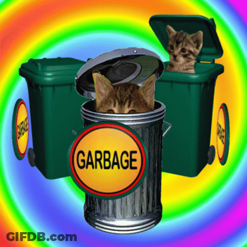 Cat Sticking Head Out Of Garbage Bin GIF