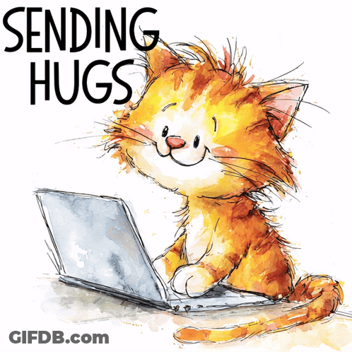 Cat Typing On Laptop Sending Hugs GIF