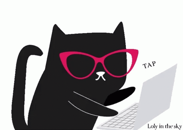 Cat Typing With Shades GIF