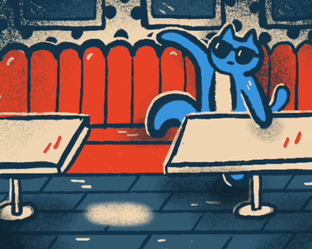 Cat Waiting At Cafe Animation GIF