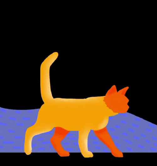 Cat Walking Animation Stars Waves GIF