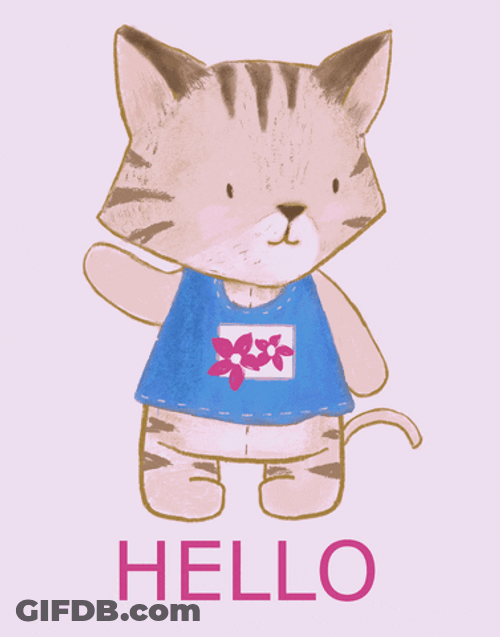 Cat Waving Hello Blue Sleeveless GIF