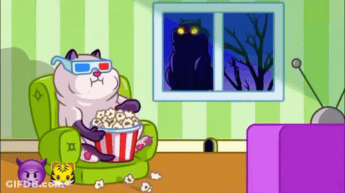Cat Wearing 3D Glasses With Popcorn GIF