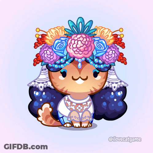 Cat Wearing Flower Crown Ilovecatgame GIF