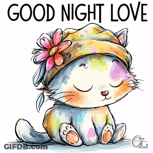 Cat Wearing Hat With Flower GIF