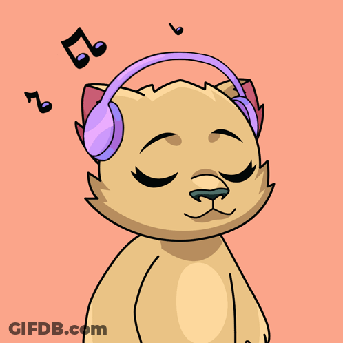 Cat Wearing Headphones Listening To Music GIF