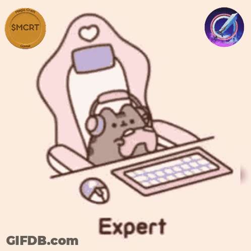 Cat Wearing Headphones Sitting At Desk Expert GIF