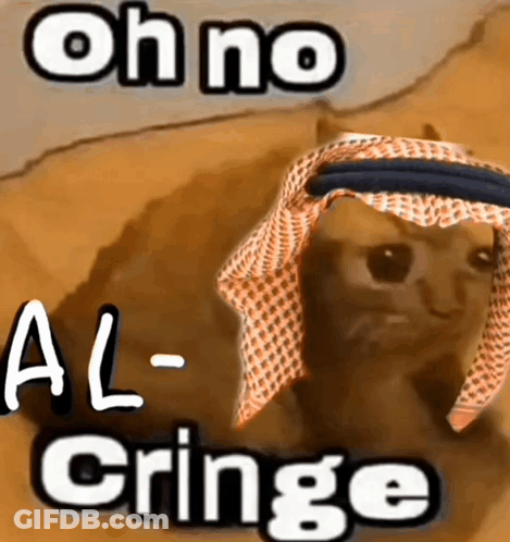 Cat Wearing Keffiyeh Saying Oh No Al Cringe GIF