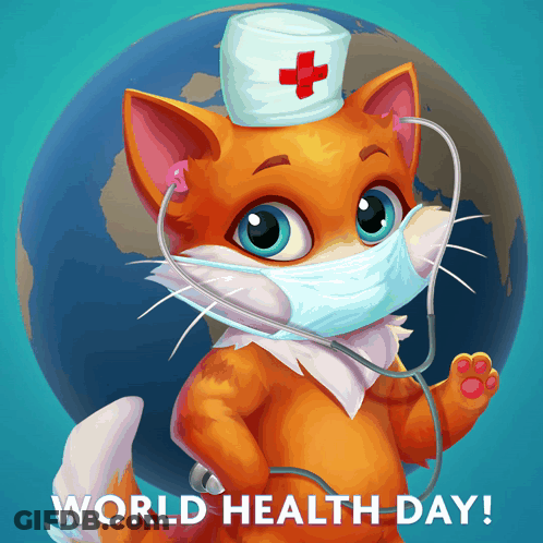 Cat Wearing Mask And Stethoscope World Health Day GIF