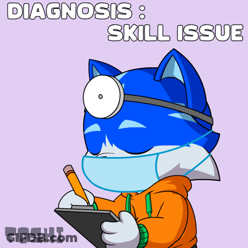 Cat Wearing Mask Holding Clipboard Diagnosis Skill Issue GIF