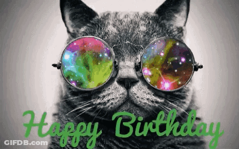 Cat Wearing Sunglasses Happy Birthday GIF