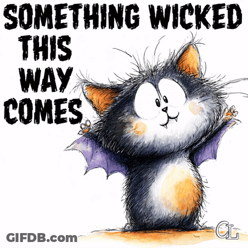 Cat With Bat Wings Something Wicked This Way Comes GIF