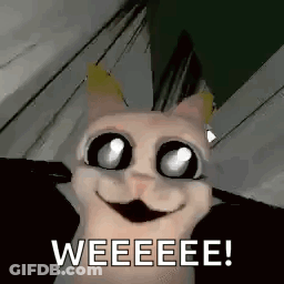 Cat With Big Eyes Smiling Saying Weeeee GIF
