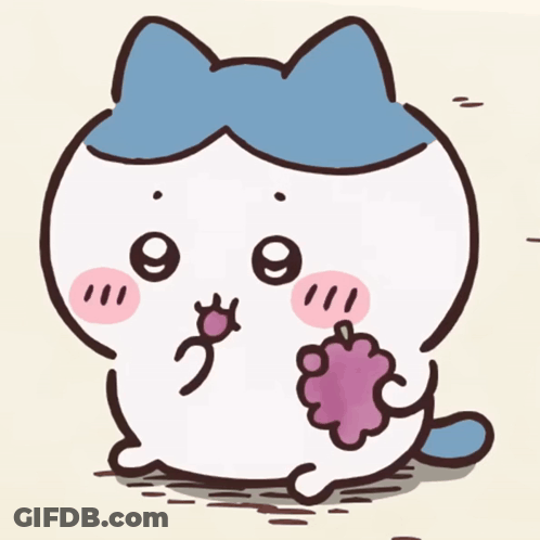 Cat With Blue Bow Holding Grape GIF
