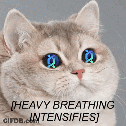 Cat With Blue Eyes Saying Heavy Breathing Intensifies GIF