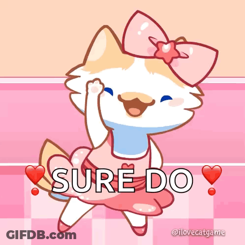 Cat With Bow Saying Sure Do GIF