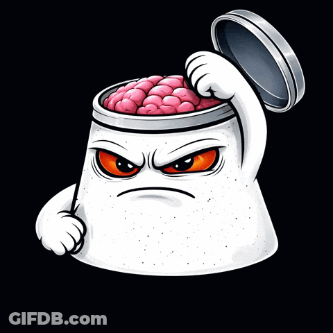 Cat With Can Of Brains In Head GIF