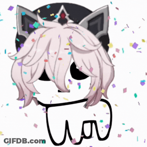 Cat With Crown And Falling Confetti GIF