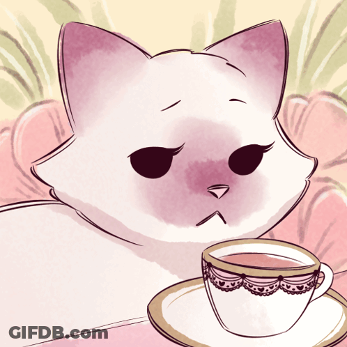 Cat With Cup Of Tea GIF