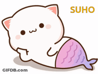Cat With Fish Tail And Suho Text GIF
