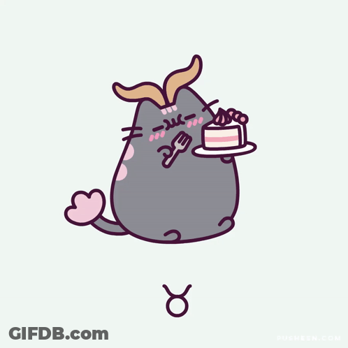 Cat With Fork And Cake GIF