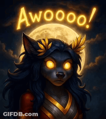 Cat With Glowing Eyes Saying Awooo GIF