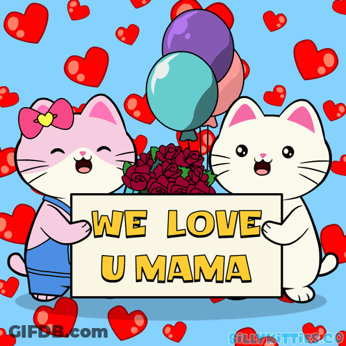 Cat With Heart Saying I Love You Both So Much GIF