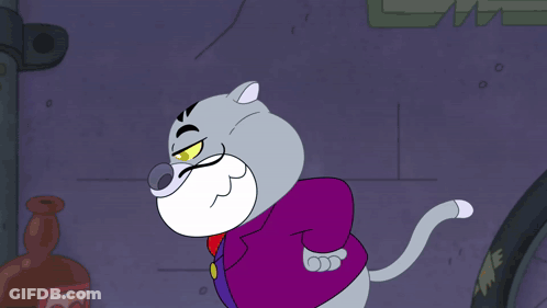 Cat With Hypnotic Eyes And Purple Suit GIF