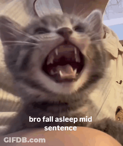 Cat With Mouth Open And Fall Asleep Mid Sentence GIF