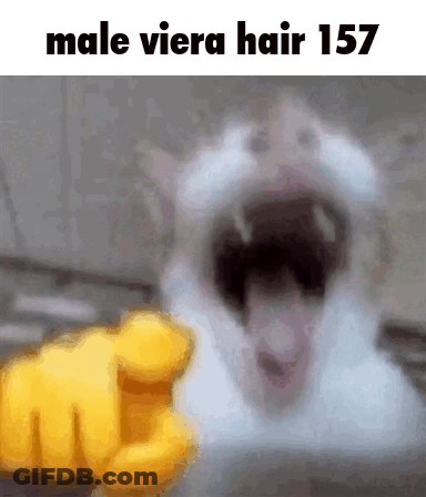 Cat With Mouth Wide Open And Male Viera Hair GIF