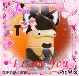 Cat With Pink Bow Saying I Love You GIF